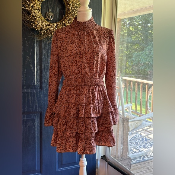 Love Riche Brown Long Sleeve Mock Neck Dress size L - Picture 1 of 8
